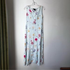 Um & Company Light Blue Floral Print Maxi Sundress 9/10